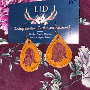 Prairie Crocus Leather Earrings